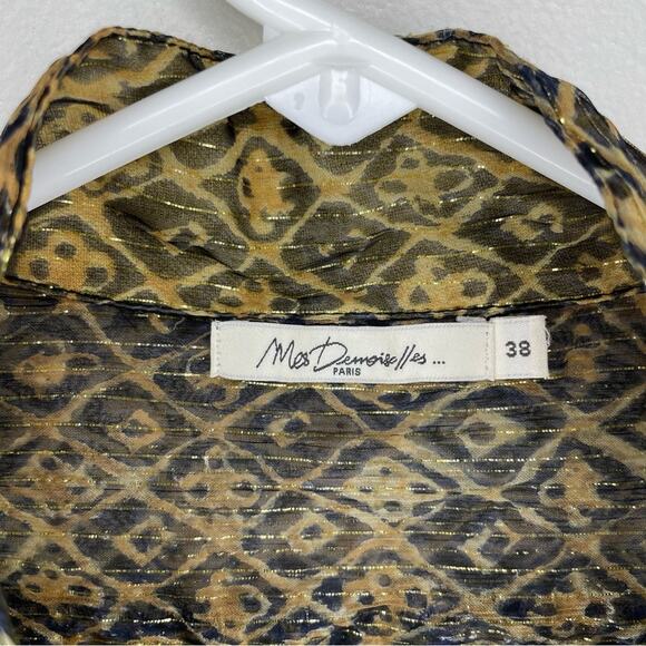 Mes Demoiselles Semi-Sheer Long Sleeve Loose Fit Button Down Shirt Size 38(6) - Picture 5 of 8